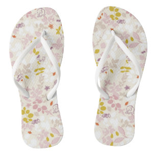 pattern displaying whimsical animals flip flops