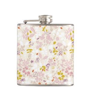 pattern displaying whimsical animals hip flask