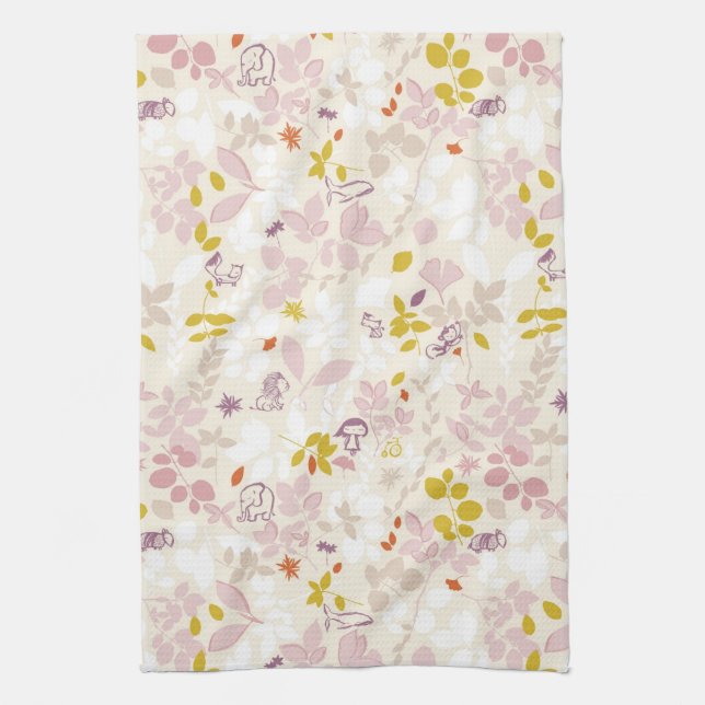 pattern displaying whimsical animals tea towel (Vertical)