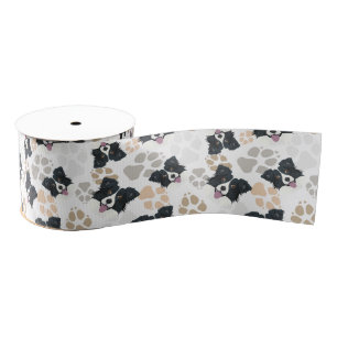 Pattern Dog Paws Border Collie Grosgrain Ribbon