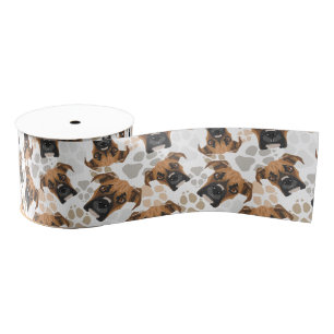 Pattern Dog paws Boxer Grosgrain Ribbon