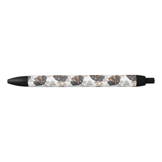 Pattern dog paws dachshund black ink pen (Front)