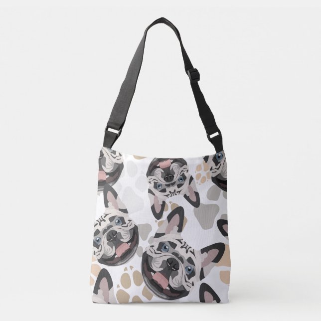 Pattern Dog Paws French Bulldog Crossbody Bag (Front)