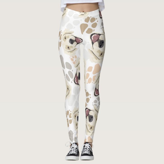 Pattern Dog Paws Golden Retriever Leggings (Front)