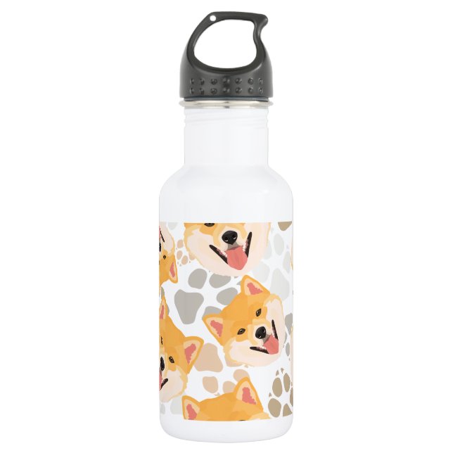 Pattern Dog Paws Shiba Inu 532 Ml Water Bottle (Front)