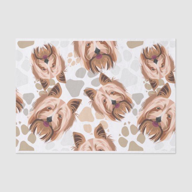 Pattern Dog Paws Yorkshire Terrier Tissue Paper (Front)