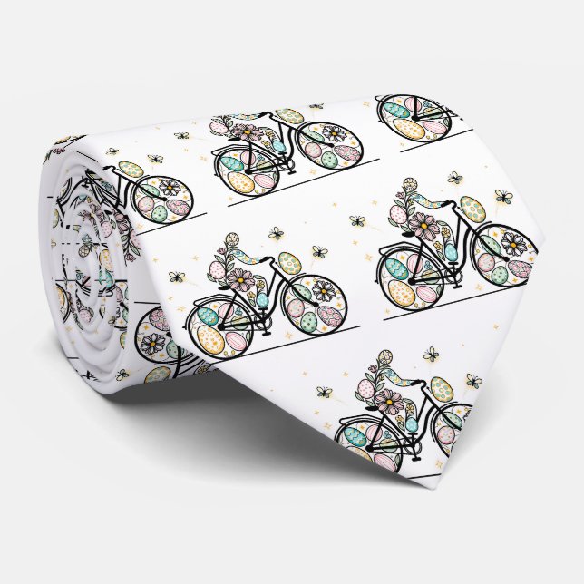 Pattern Easter Bicycle Design Tie (Rolled)