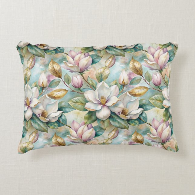 Pattern Elegant Magnolia Flowers Decorative Cushion (Front)