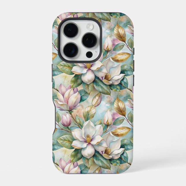 Pattern Elegant Magnolia Flowers iPhone Case (Back)