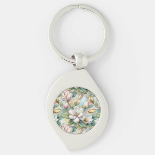 Pattern Elegant Magnolia Flowers Key Ring