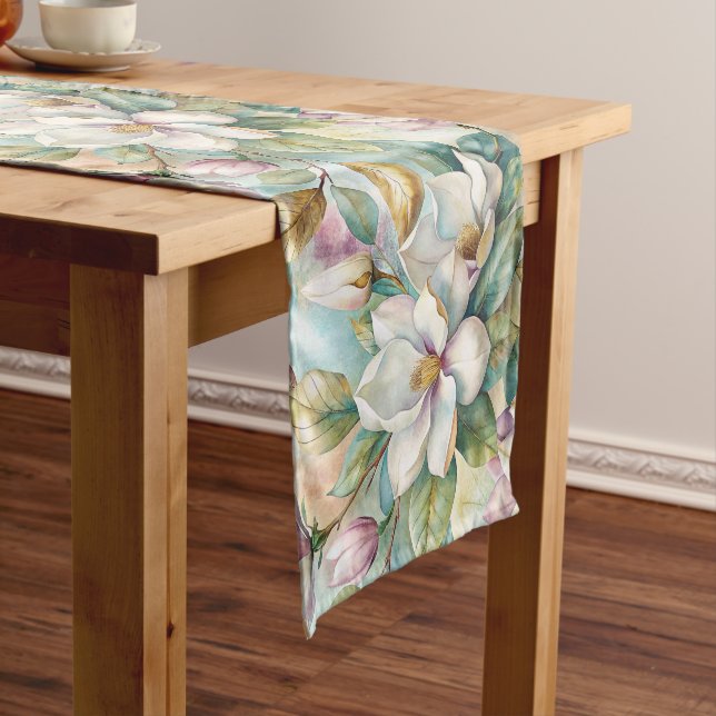 Pattern Elegant Magnolia Flowers Medium Table Runner (In Situ)