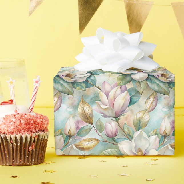 Pattern Elegant Magnolia Flowers Wrapping Paper (Birthday Party)