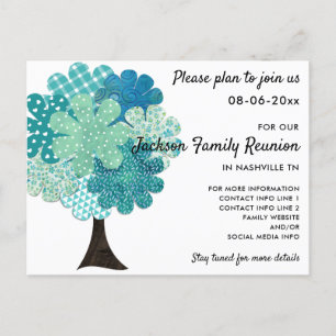Pattern Family Reunion Tree 2-Sided Save the Date Announcement Postcard