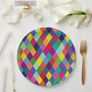 Pattern Fashion Colourful- Modern spring hipster Paper Plate