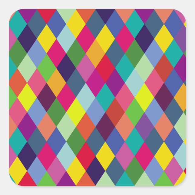 Pattern Fashion Colourful- Modern spring hipster Square Sticker (Front)