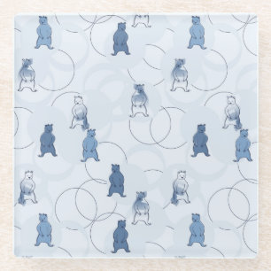 pattern featuring a grizzly bear glass coaster