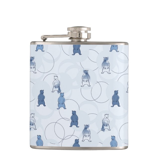 pattern featuring a grizzly bear hip flask (Front)