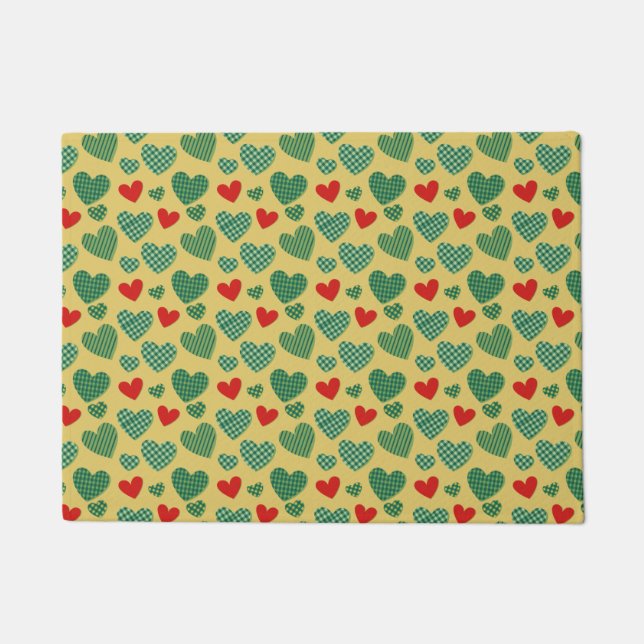Pattern Filled Hearts Doormat (Front)