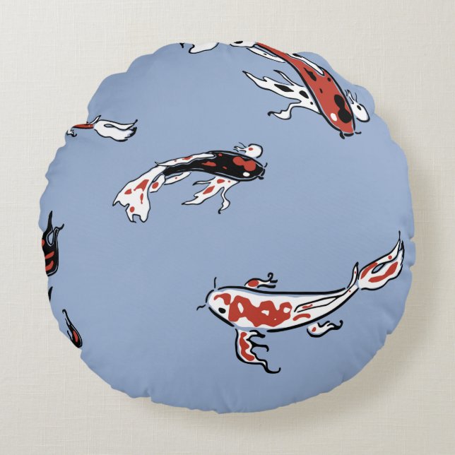 Pattern fish carp koi koi carp round cushion (Front)