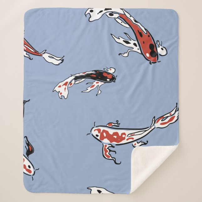 Pattern fish carp koi koi carp sherpa blanket (Front)