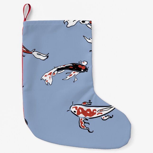 Pattern fish carp koi koi carp small christmas stocking (Front)