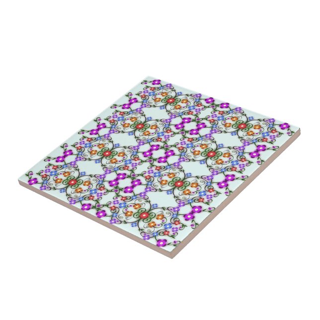 Pattern Floral Ceramic Tile (Side)