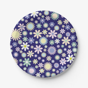 pattern flower blue paper plate