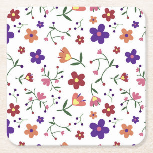 pattern flowers- square paper coaster