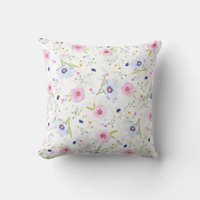 Pattern Flowers Throw Pillow (Front)