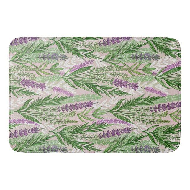 Pattern Fresh Lavender Flowers Bath Mat (Front)