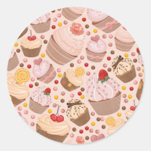 Pattern from celebratory cupcakes classic round sticker