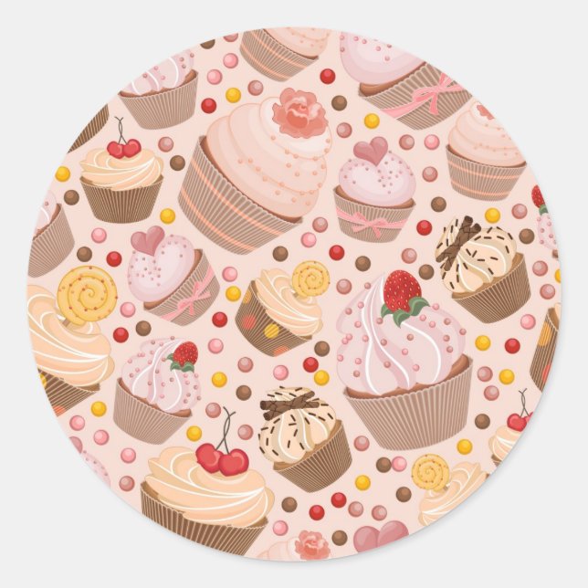Pattern from celebratory cupcakes classic round sticker (Front)