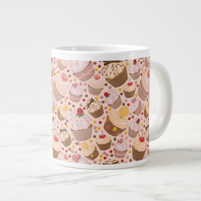 Pattern from celebratory cupcakes large coffee mug (Front Right)