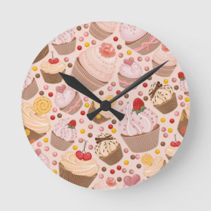 Pattern from celebratory cupcakes round clock