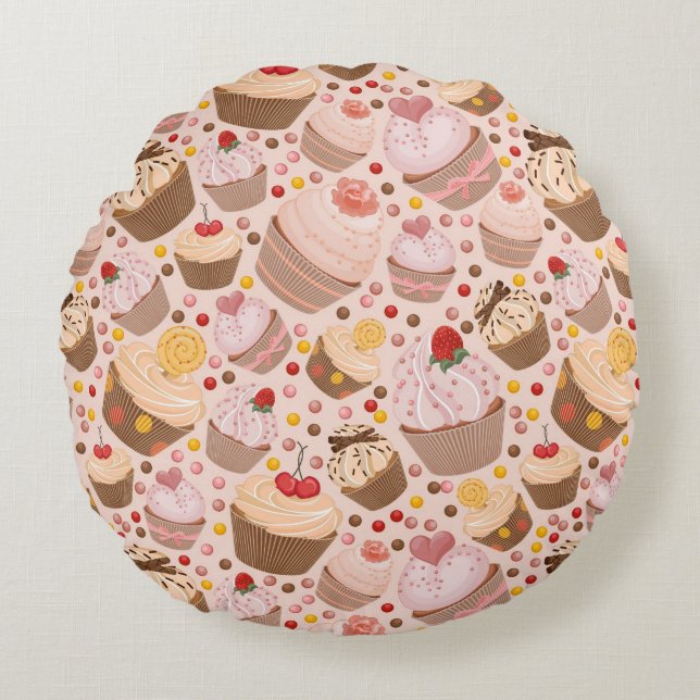 Pattern from celebratory cupcakes round cushion (Front)