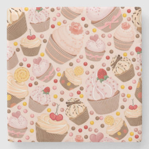 Pattern from celebratory cupcakes stone coaster