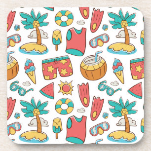 pattern funny summer beach vacation coaster