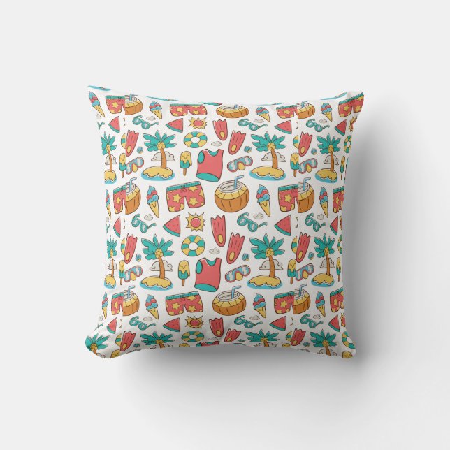 pattern funny summer beach vacation     cushion (Front)