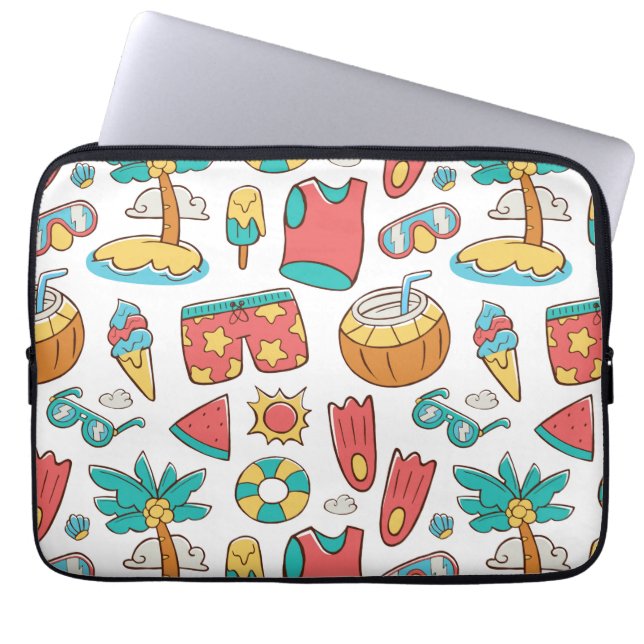 pattern funny summer beach vacation laptop sleeve (Front)