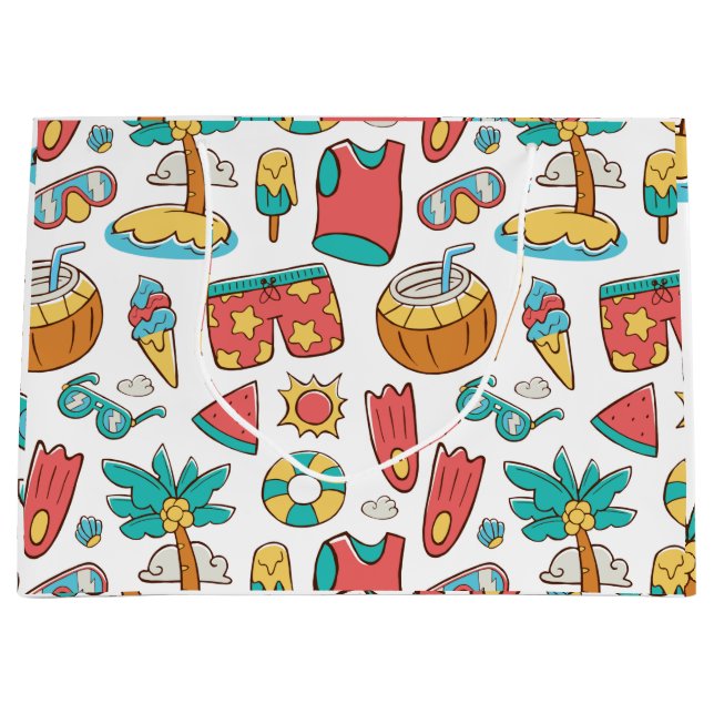 pattern funny summer beach vacation large gift bag (Front)