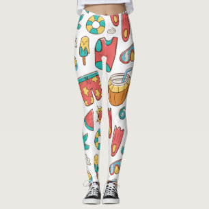 pattern funny summer beach vacation  leggings
