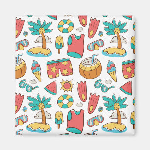 pattern funny summer beach vacation magnet