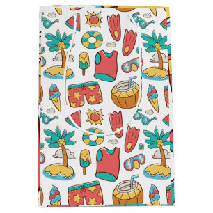 pattern funny summer beach vacation medium gift bag