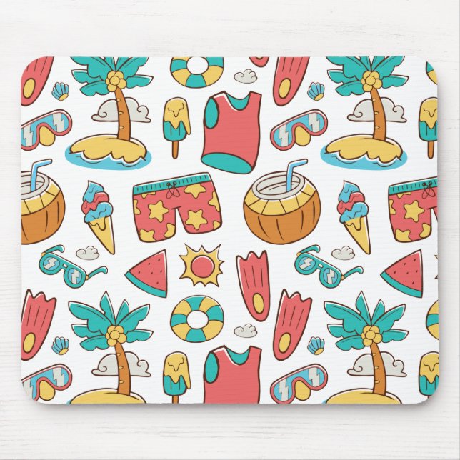 pattern funny summer beach vacation  mouse mat (Front)