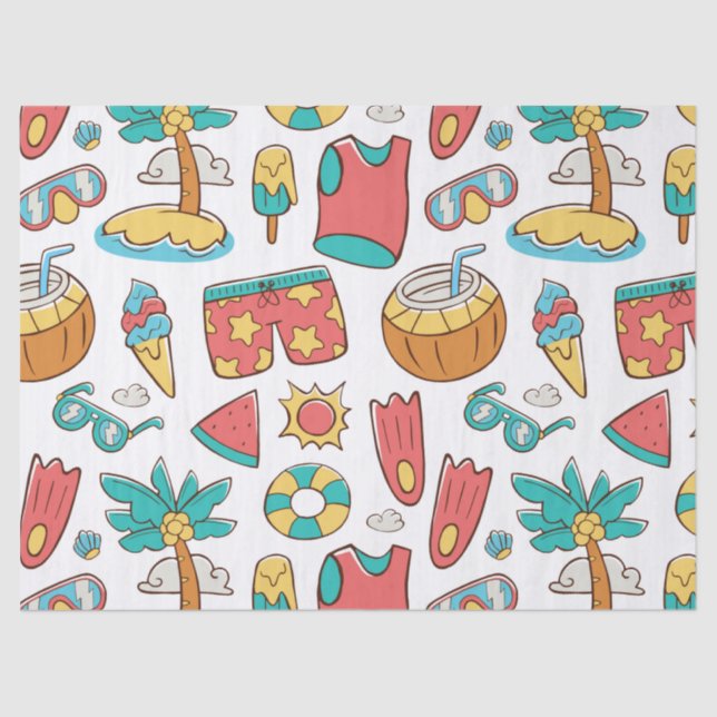 pattern funny summer beach vacation  tissue paper (Front)