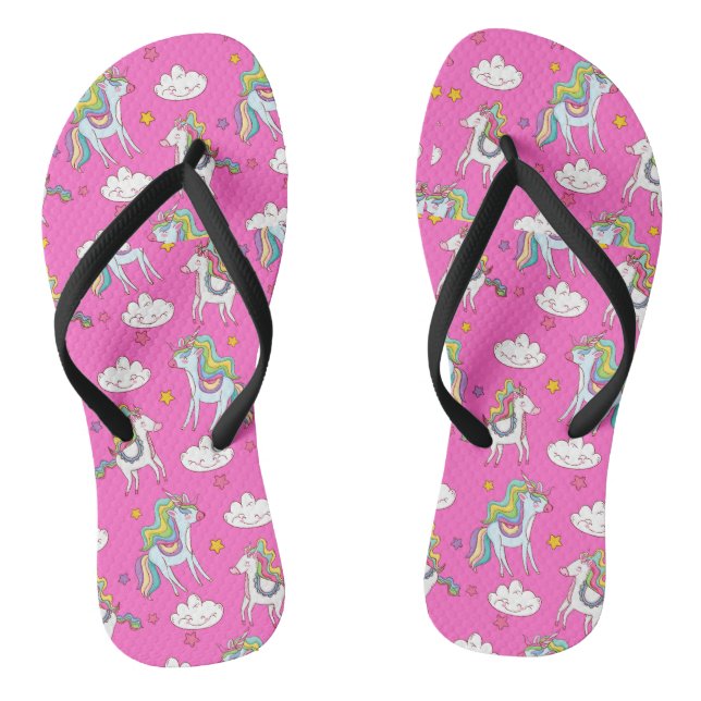 Pattern Funny Unicorn Cute   Flip Flops (Footbed)