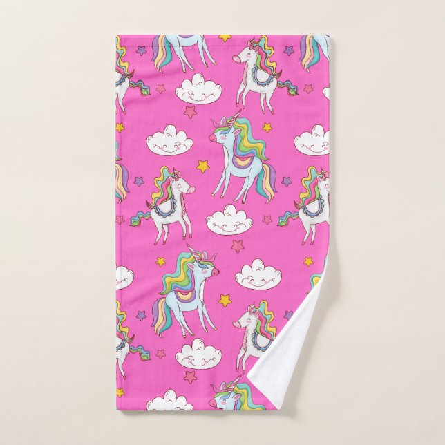 Pattern Funny Unicorn Cute      Hand Towel (Hand Towel)