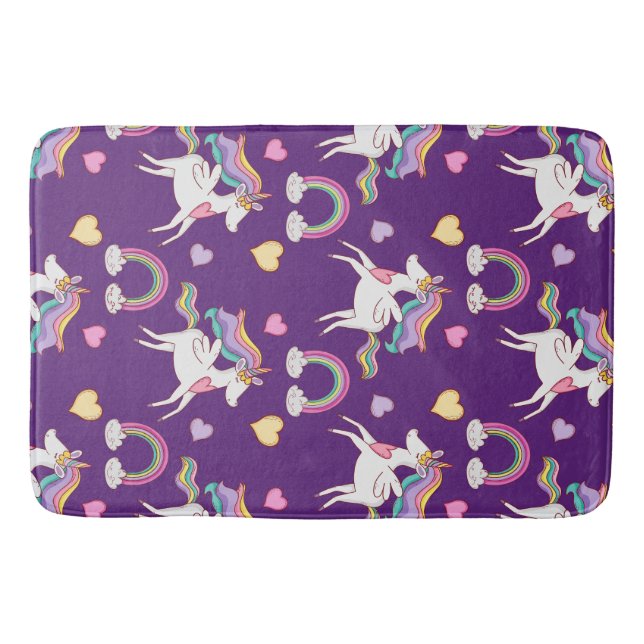 Pattern Funny Unicorn Magic Horse Cute   Bath Mat (Front)