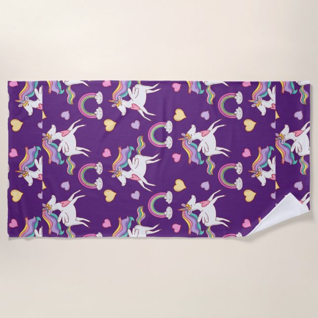 Pattern Funny Unicorn Magic Horse Cute     Beach Towel (Front)