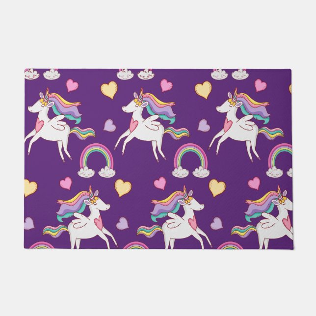 Pattern Funny Unicorn Magic Horse Cute    Doormat (Front)